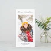 Minimalistische foto script Merry Christmas Feestdagenkaart (Staand voorkant)