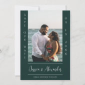 Minimalistische foto | Smaragdgroene Save The Date (Voorkant)