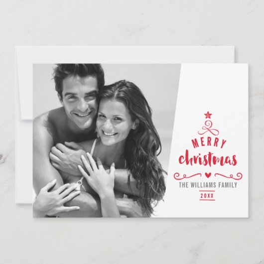 MINIMALISTISCHE FOTO stijlvolle kerstboom typograf Feestdagenkaart (Voorkant)