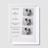 Minimalistische foto-strip script bruiloft vellum uitnodigingen (Offset)