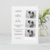 Minimalistische foto strook script bruiloft kaart (Staand voorkant)