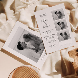 Minimalistische foto strook script bruiloft kaart
