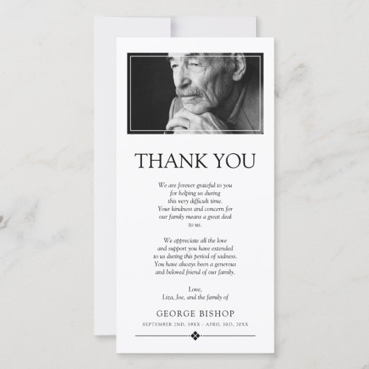 Minimalistische foto | Sympathie dank u Bedankkaart (Voorkant)