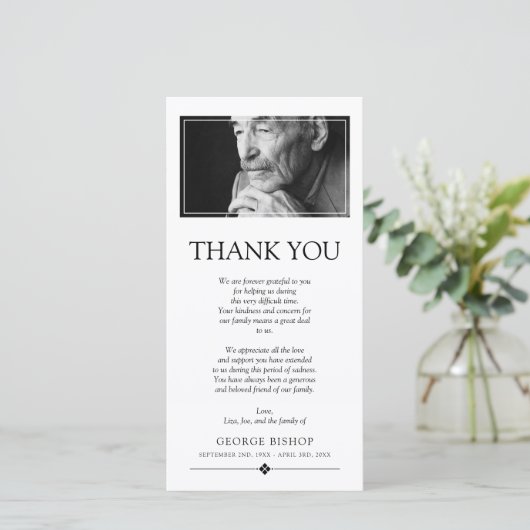 Minimalistische foto | Sympathie dank u Bedankkaart (Staand voorkant)