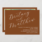 Minimalistische foto Terracotta Script bruiloft Kaart (Voorkant / Achterkant)