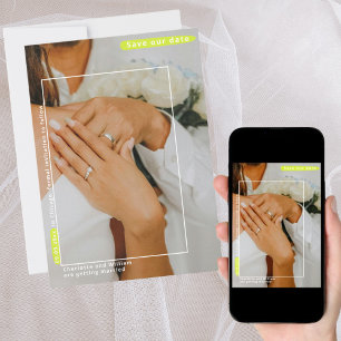 Minimalistische foto trouwring Save The Date Kaart