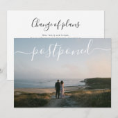 Minimalistische foto uitstellen huwelijksdatum Wij Aankondiging (Voorkant / Achterkant)