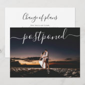 Minimalistische foto uitstellen huwelijksdatum Wij Aankondiging (Voorkant / Achterkant)