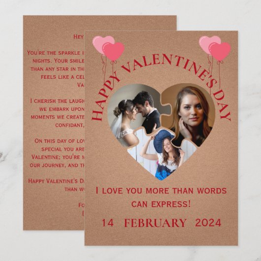 Minimalistische foto Valentijnsdag Kaart (Voorkant / Achterkant)