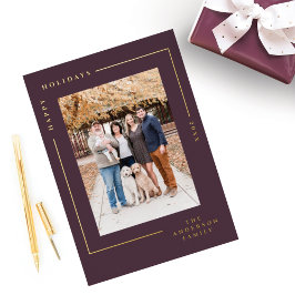 Minimalistische foto van een eenvoudig Lijst met g Folie Feestdagenkaart