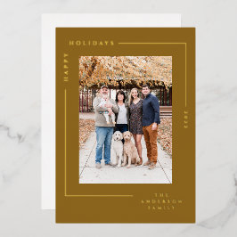 Minimalistische foto van een eenvoudig Lijst met g Folie Feestdagenkaart