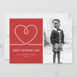 Minimalistische foto van Heart Red Happy Valentine Feestdagenkaart