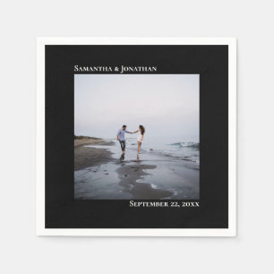 Minimalistische foto van het moderne huwelijk servet