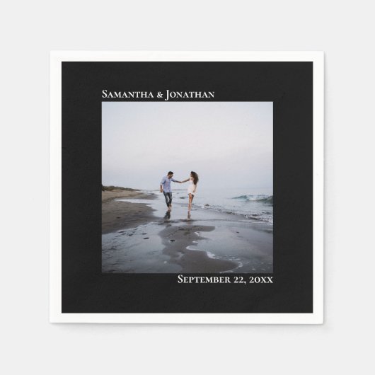 Minimalistische foto van het moderne huwelijk servet (Voorkant)