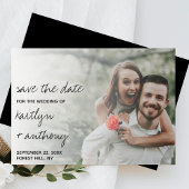 Minimalistische foto van modern zwart-wit script save the date
