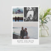 Minimalistische foto van vier paren prettige feest feestdagenkaart (Staand voorkant)
