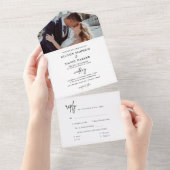 Minimalistische foto van zwart-wit en eenvoudig hu all in one uitnodiging (Afscheurbaar)