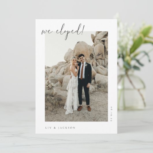 Minimalistische foto-vertrouwelijke huwelijksaanko kaart (Staand voorkant)