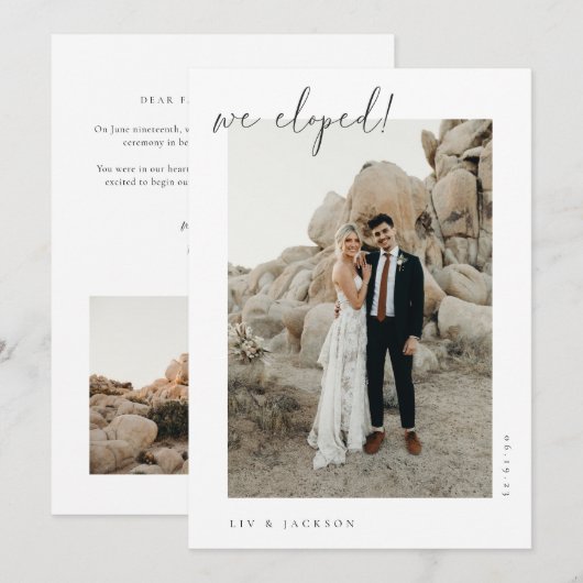 Minimalistische foto-vertrouwelijke huwelijksaanko kaart (Voorkant / Achterkant)
