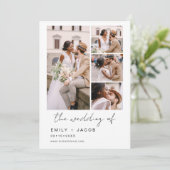 Minimalistische foto vijf foto bruiloft kaart (Staand voorkant)