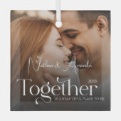 Minimalistische foto voor verloofd paar glas ornament (Voorkant)