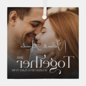 Minimalistische foto voor verloofd paar glas ornament (Achterkant)