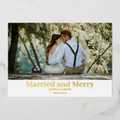 Minimalistische foto vrolijk en gehuwde Pas getrou Folie Feestdagenkaart (Voorkant)