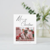 Minimalistische Foto Vrolijk Kerstscript Huisdier Feestdagenkaart (Staand voorkant)
