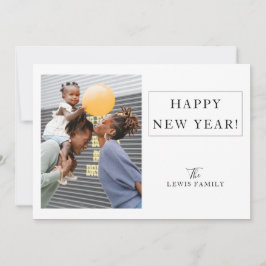 Minimalistische foto Wit Gelukkig Nieuwjaar Feestdagenkaart