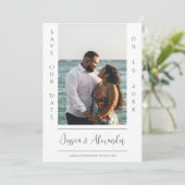 Minimalistische foto | witte save-the-datekaart save the date (Staand voorkant)