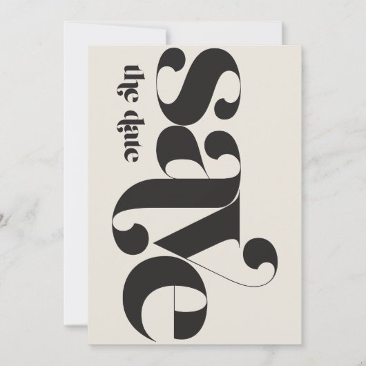 Minimalistische foto zwarte crème save the date (Voorkant)