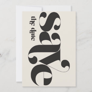 Minimalistische foto zwarte crème save the date