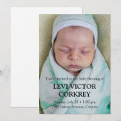 Minimalistische foto + zwarte tekst baby zegenwens kaart (Voorkant / Achterkant)