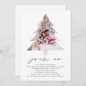 Minimalistische fotobomen vormen kerstfeest kaart (Voorkant / Achterkant)