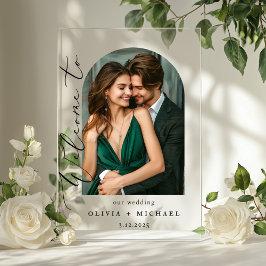 Minimalistische Fotoboog Huwelijk Welkom Acryl Bord