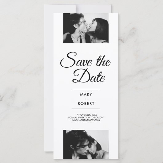 Minimalistische fotocabine bruiloft bewaart de dat (Achterkant)