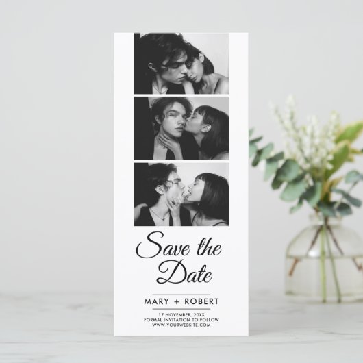 Minimalistische fotocabine bruiloft bewaart de dat (Staand voorkant)