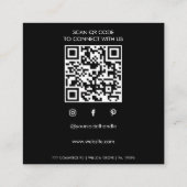 Minimalistische fotocamera QR-code Vierkante Visitekaartje (Achterkant)