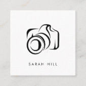 Minimalistische fotocamera QR-code Vierkante Visitekaartje (Voorkant)