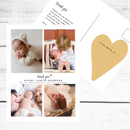 Minimalistische Fotocollage Baby Shower Bedankt Briefkaart