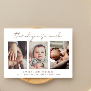 Minimalistische Fotocollage Bedankt Babyshower Briefkaart