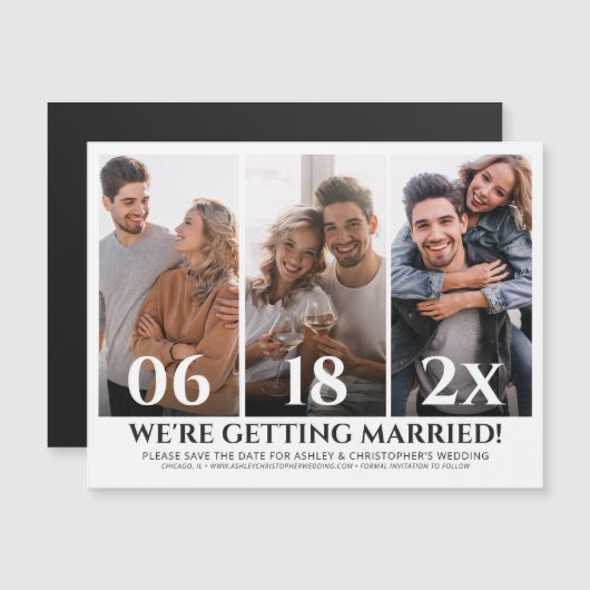 Minimalistische fotocollage Bewaar de Datummagneet (Voorkant / Achterkant)