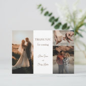 Minimalistische fotocollage bruiloft bedankkaart (Staand voorkant)