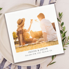 Minimalistische fotocollage bruiloft servet