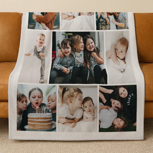 Minimalistische fotocollage cadeau van 9 foto's fleece deken