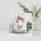 Minimalistische fotocollage Geboorteaankondiging Kaart (Staand voorkant)