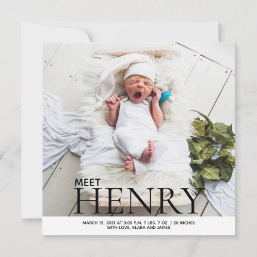 Minimalistische fotocollage Geboorteaankondiging Kaart (Voorkant)