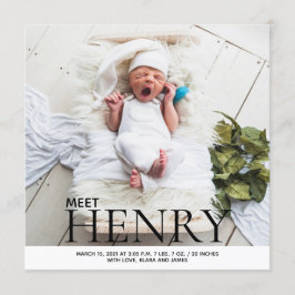 Minimalistische fotocollage Geboorteaankondiging Kaart