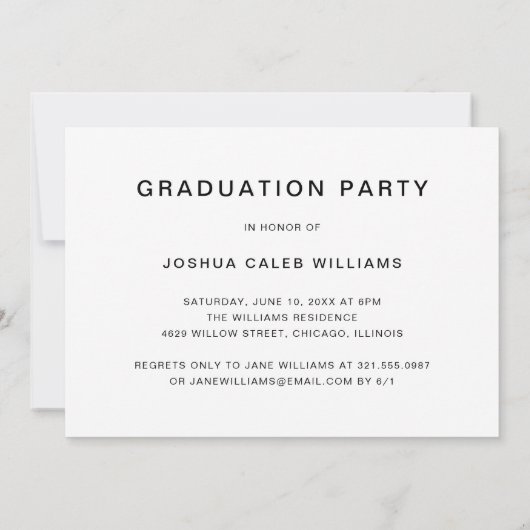 Minimalistische fotocollage Guy Graduparty Kaart (Achterkant)