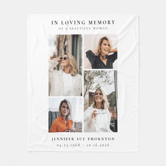 Minimalistische fotocollage in liefdevol geheugen fleece deken (Voorkant)